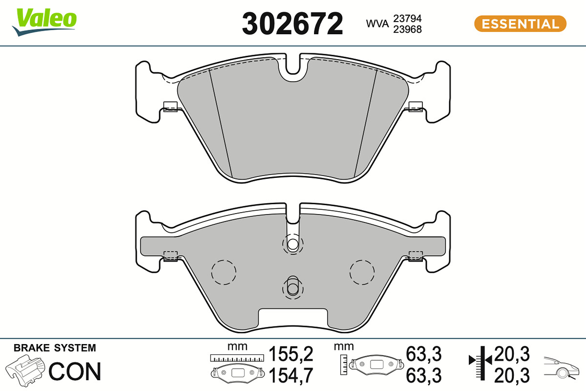 Kit pastiglie freno, Freno a disco - 302672 VALEO